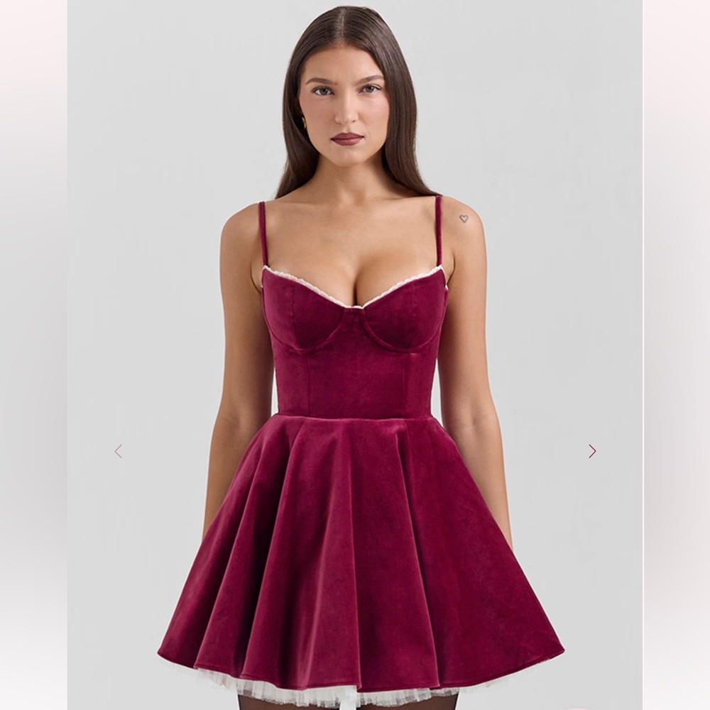 House of CB Minimoiselle Burgundy Velvet Mini Dress